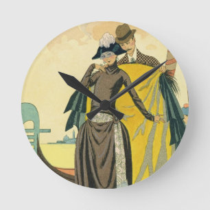 Elle et Lui, 1921 (pochoir print) Round Clock