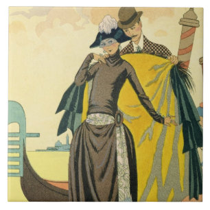 Elle et Lui, 1921 (pochoir print) Tile