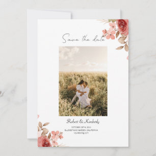 ELLE  Pink Flower Elegant Wedding Save The Date