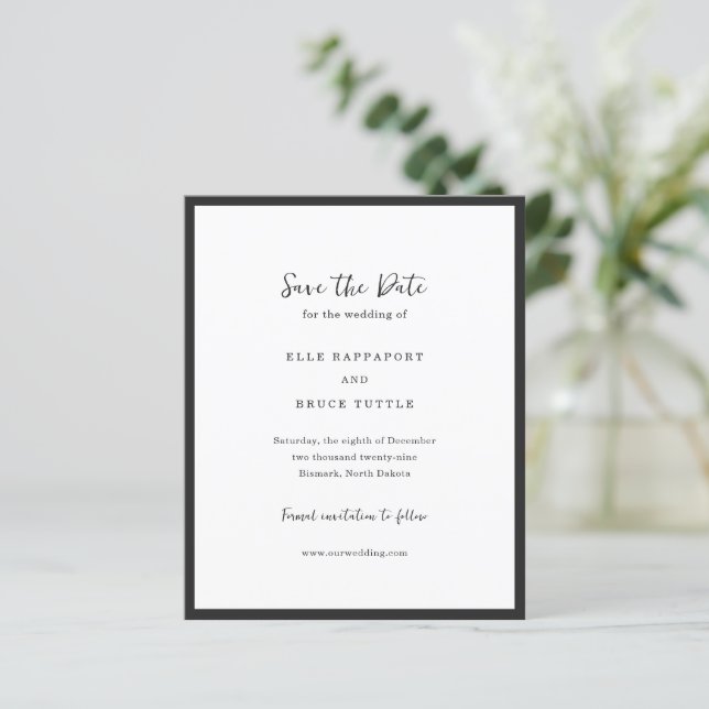 Elle Simple Modern Wedding Save the Date (Standing Front)