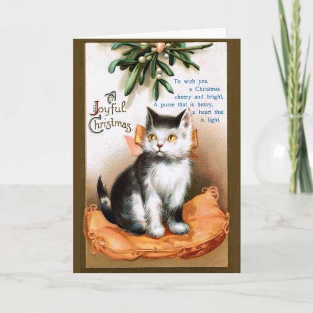 Ellen H. Clapsaddle: Cat under Mistletoe Holiday Card (Front)