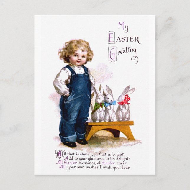 Ellen H. Clapsaddle: Child with tree bunnies Postcard (Front)