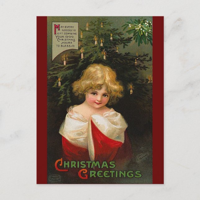 Ellen H. Clapsaddle - Christmas Girl Holiday Postcard (Front)