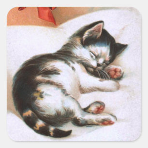 Ellen H. Clapsaddle: Christmas Kitten Square Sticker