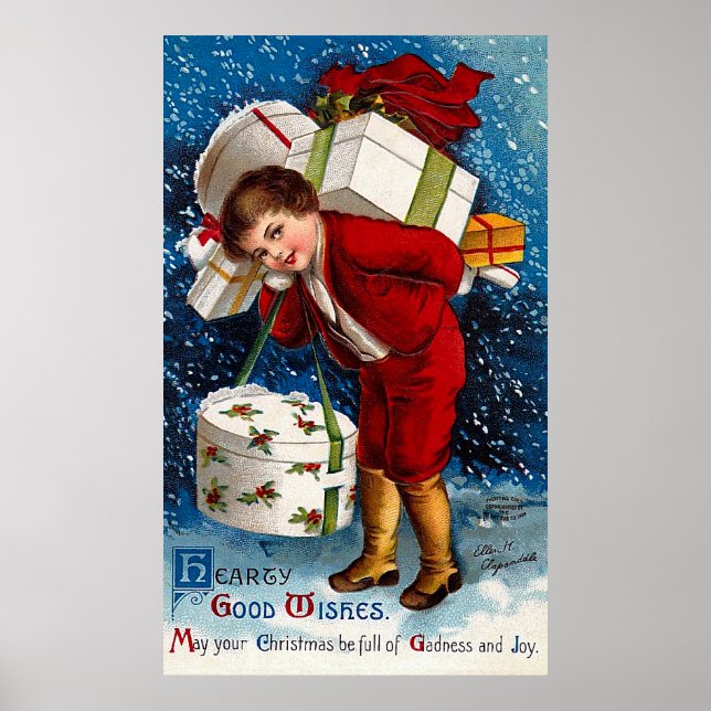 Ellen H. Clapsaddle - Christmas Shopping Boy Poster (Front)