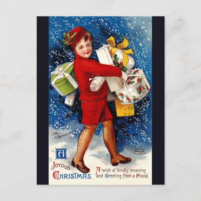 Ellen H. Clapsaddle - Christmas Shopping Girl Holiday Postcard (Front)
