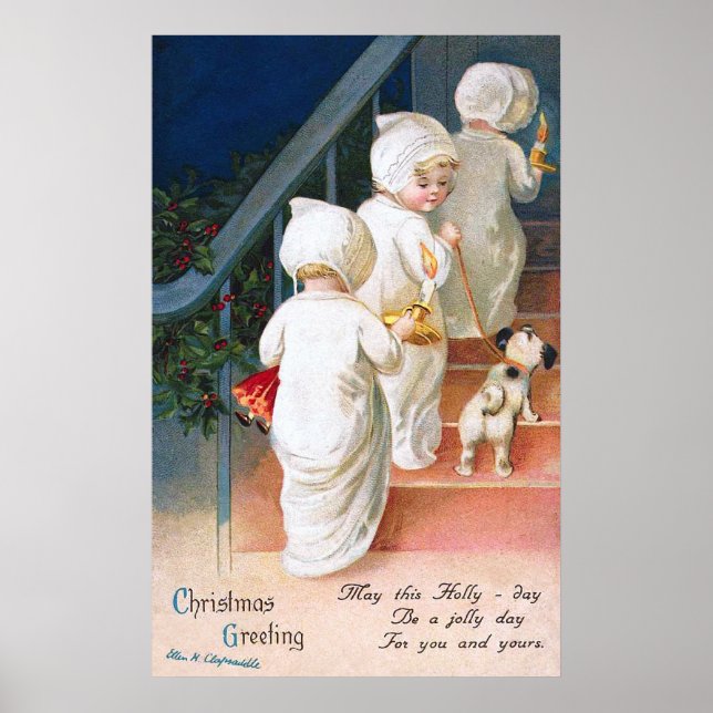 Ellen H. Clapsaddle: Christmas Toddler Girls Poster (Front)