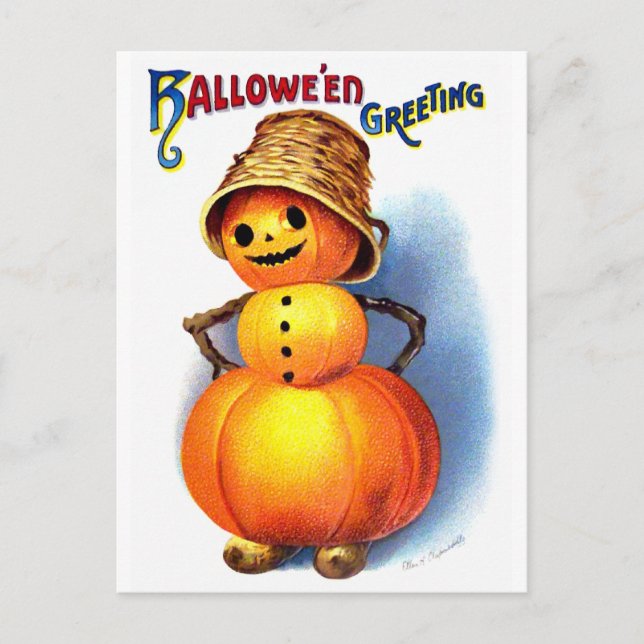 Ellen H. Clapsaddle: Funny Pumpkin Character Postcard (Front)