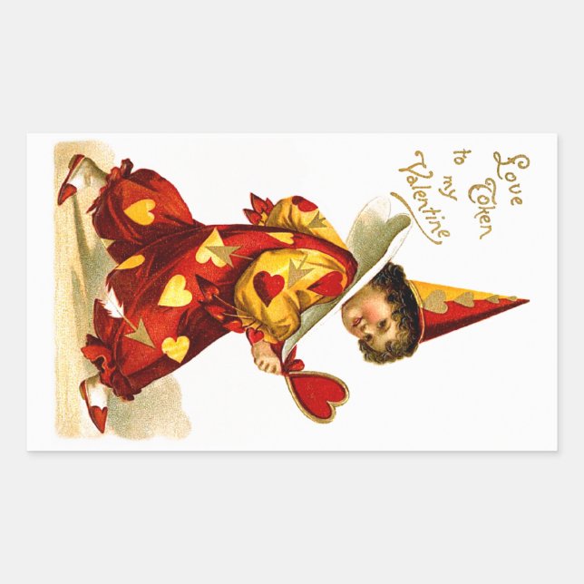 Ellen H. Clapsaddle: Harlequin with Heart Rectangular Sticker (Front)