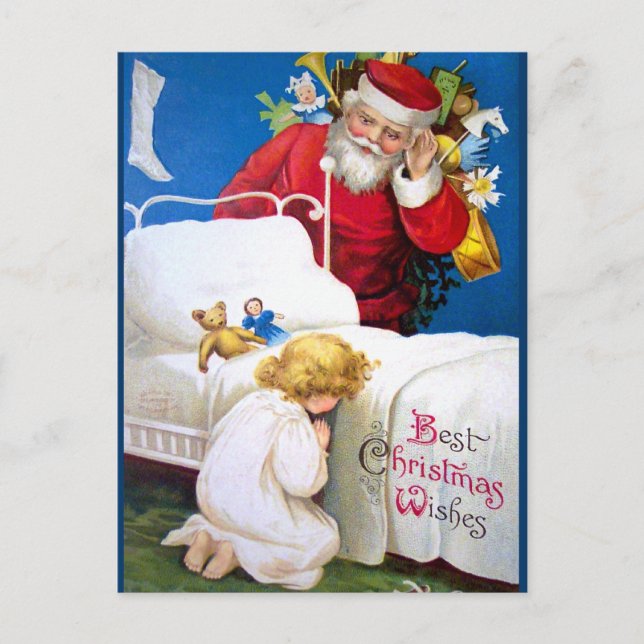 Ellen H. Clapsaddle: Listening Santa Holiday Postcard (Front)