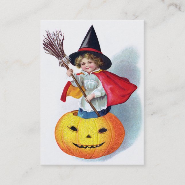 Ellen H. Clapsaddle: Little Pumpkin Witch Business Card (Front)