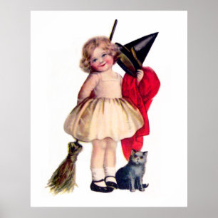 Ellen H. Clapsaddle: Little Witch with Cat Poster