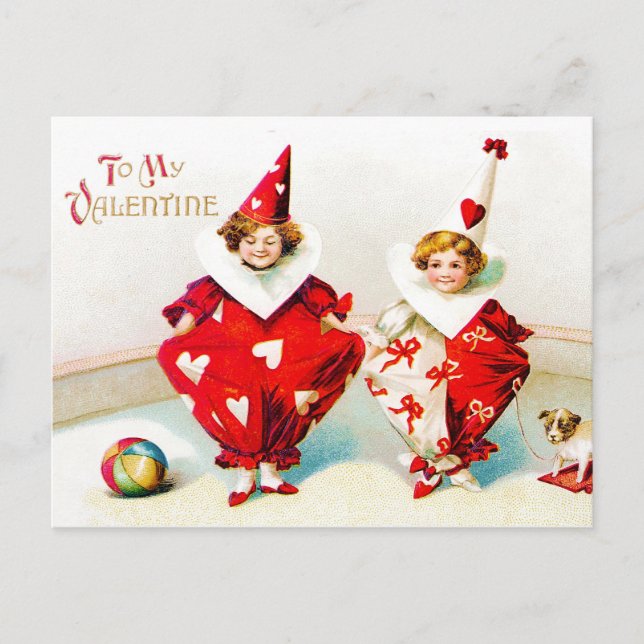 Ellen H. Clapsaddle Pierrot Children Valentine Holiday Postcard (Front)