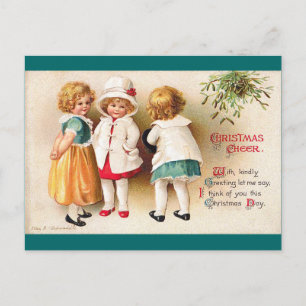 Ellen H. Clapsaddle - Three Cute Girls Holiday Postcard