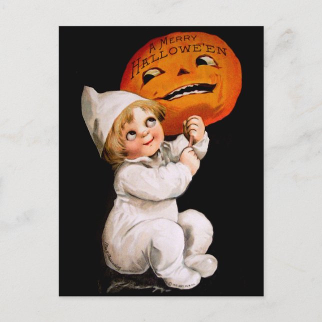 Ellen H. Clapsaddle: Toddler with Pumpkin Postcard (Front)