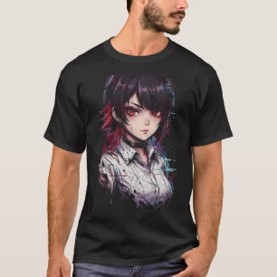 Ellen Joe ZZZ Black Hair Red Highlights Shark Hood T-Shirt