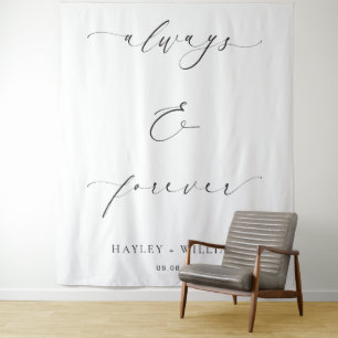 Ellesmere Always & Forever Wedding Quote Backdrop Tapestry