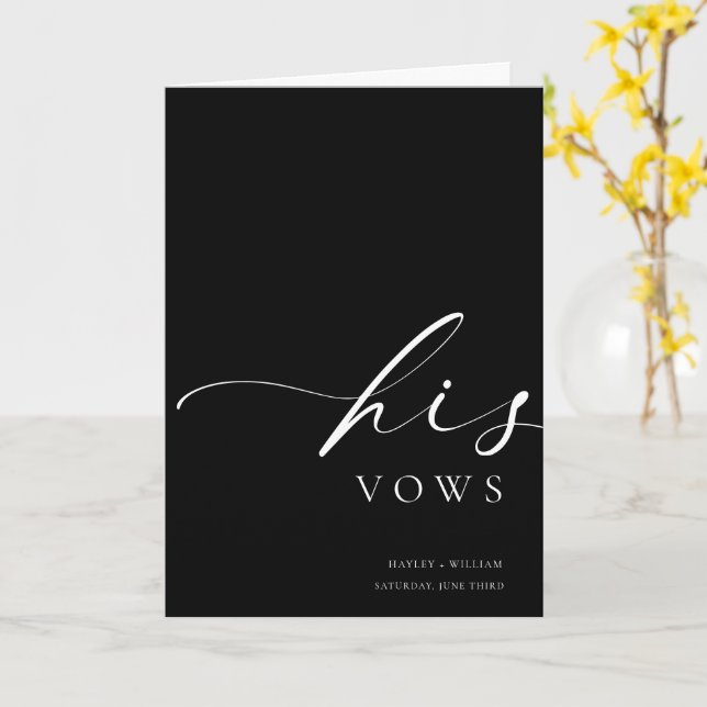 Ellesmere Black His Vows Wedding Card (Yellow Flower)