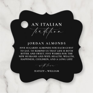 Ellesmere Black Italian Tradition Sugared Almonds Favour Tags