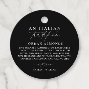 Ellesmere Black Italian Tradition Sugared Almonds Favour Tags