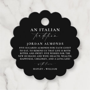 Ellesmere Black Italian Tradition Sugared Almonds Favour Tags
