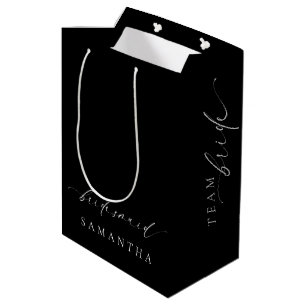 Ellesmere Black Minimalist Wedding Bridesmaid Medium Gift Bag