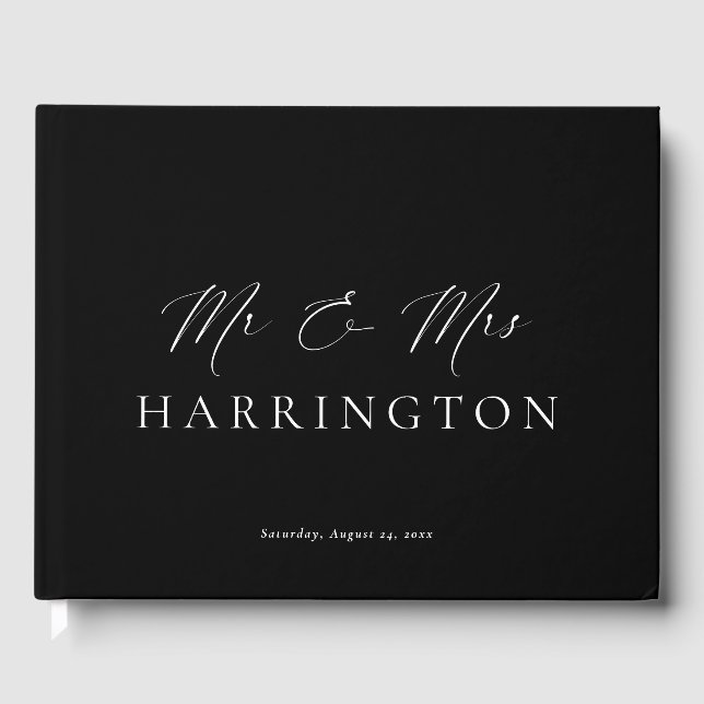 Ellesmere Black Mr & Mrs Wedding Guest Book (Front)