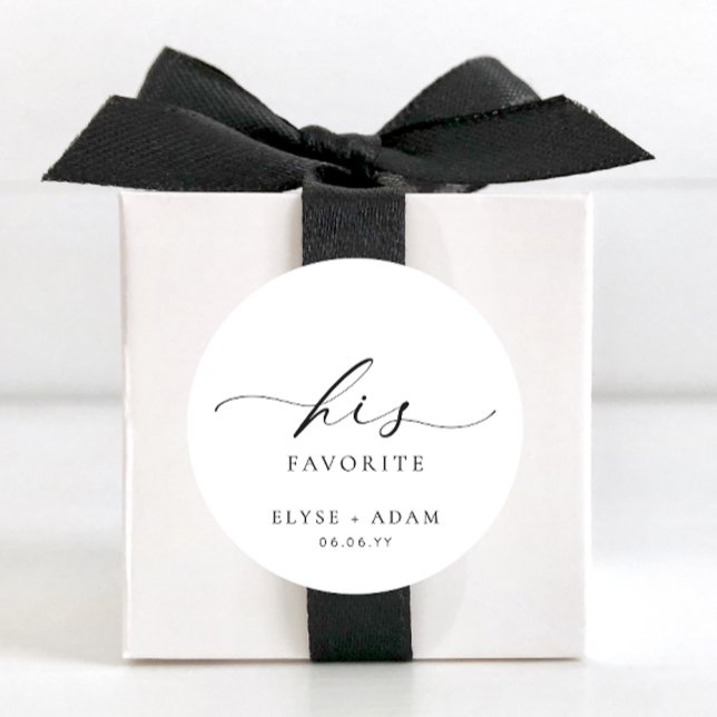 Ellesmere His Favourite Favour Classic Round Stick Classic Round Sticker (Ellesmere Wedding Circle Stickers His Favourite )