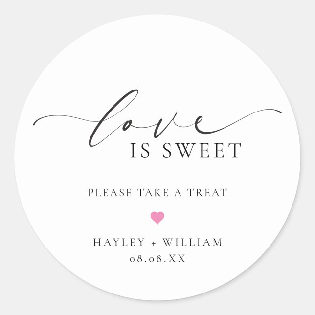 Ellesmere Love Is Sweet Wedding Favour Classic Round Sticker (Ellesmere Love Is Sweet Circle Sticker )