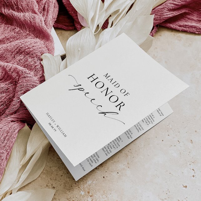 Ellesmere Maid OF Honour Wedding Speech Card (Creator Uploaded)