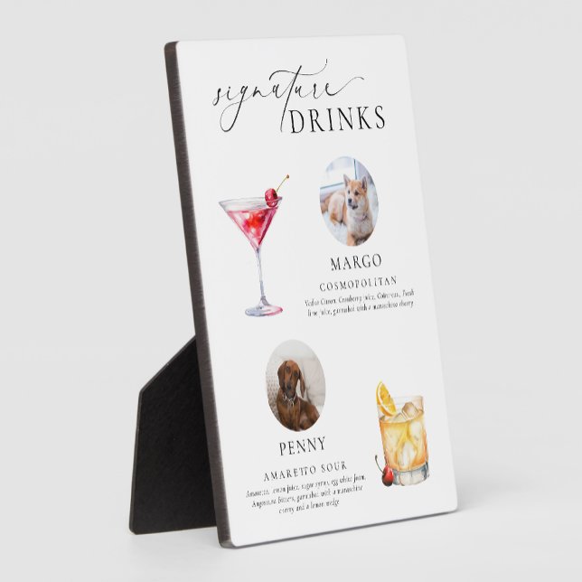 Ellesmere Minimal Pet Photo Signature Drinks Sign Plaque (Creator Uploaded)