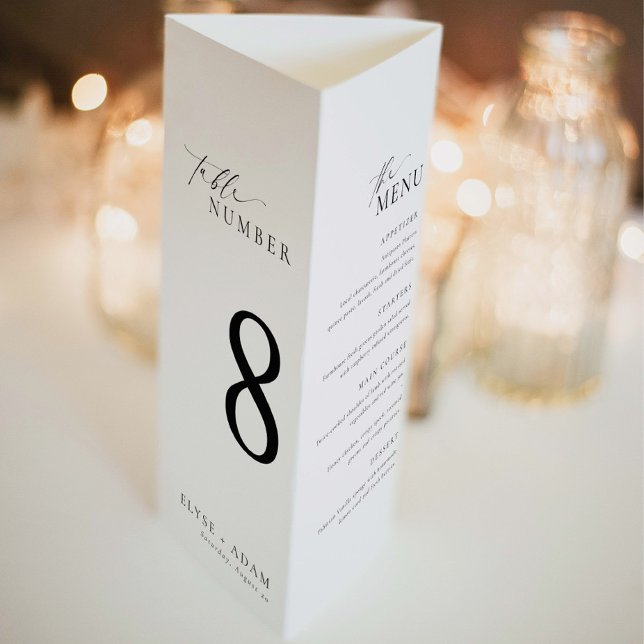 Ellesmere Minimalist Tri-Fold Table Number & Menu (Creator Uploaded)