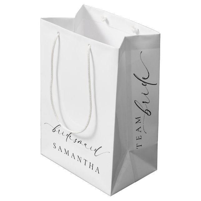 Ellesmere Minimalist Wedding Bridesmaid Medium Gift Bag (Back Angled)