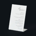 Ellesmere Minimalist Wedding Menu Pedestal Sign<br><div class="desc">This menu features a modern minimalist design with a hand-lettered script font on a white background for a clean and simple look. The script heading is an image that cannot be edited. All of the other text is fully editable. For more advanced customisation of this design, simply select the "Customise...</div>