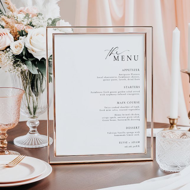 Ellesmere Minimalist Wedding Menu Poster (Creator Uploaded)