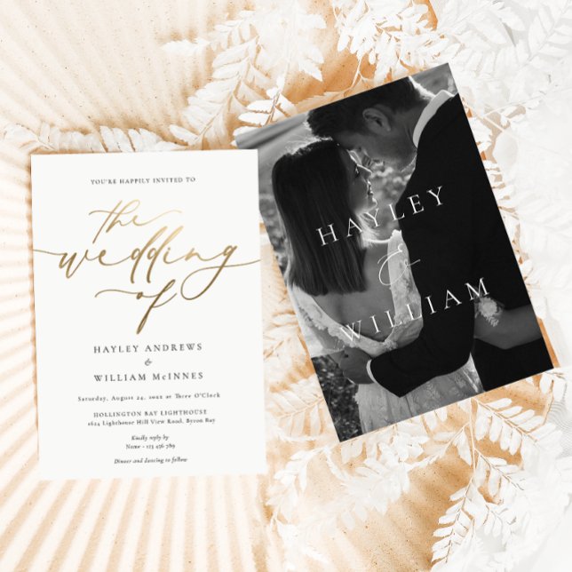 Ellesmere Modern Minimalist Wedding (Ellesmere Wedding Gold Foil Invitation - The Wedding Of)