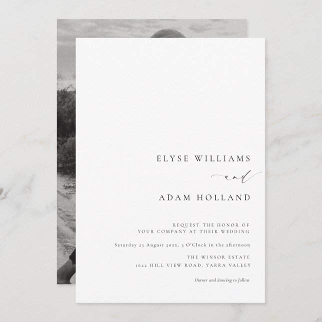 Ellesmere Modern Minimalist Wedding Invitation (Front/Back)