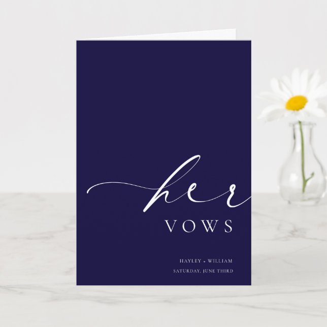 Ellesmere Navy Her Vows Wedding Card (Small Plant)