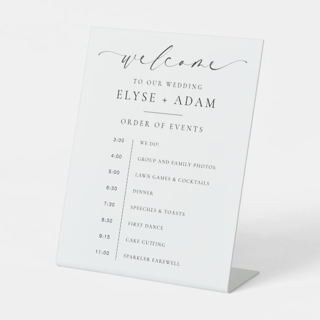 Ellesmere Order Of Events Welcome Pedestal Sign (Front)