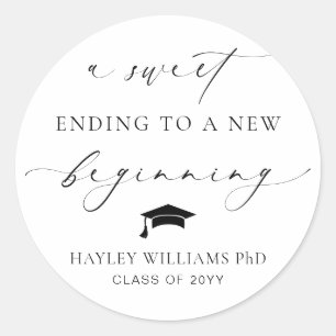 Ellesmere Sweet Ending New Beginning Graduation Classic Round Sticker