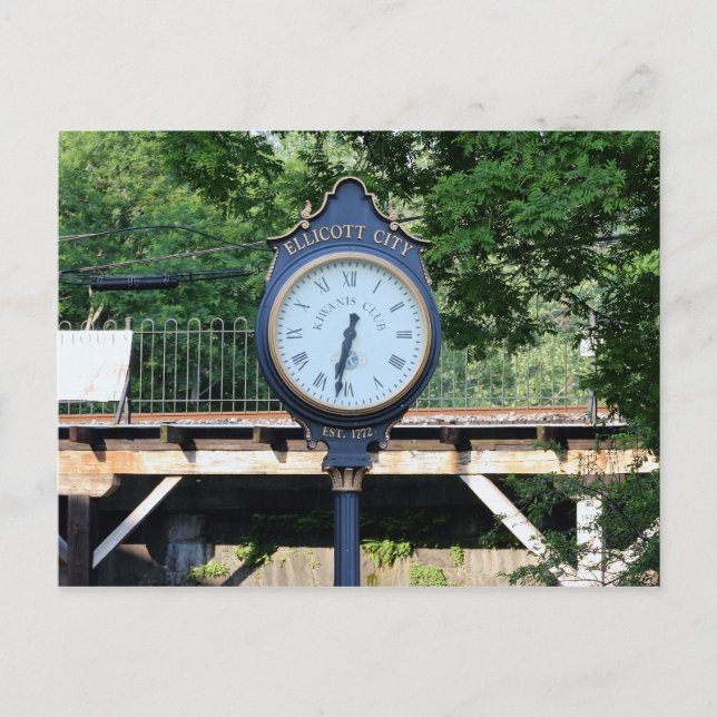 Ellicott City, Maryland Clock Postcard (Front)