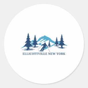 Ellicottville New York Ski Resort Skiing Skier  Classic Round Sticker