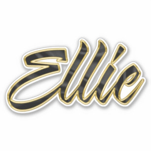 Ellie black gold lettering sticker