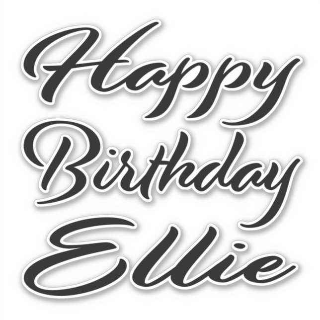 Ellie name first name black sticker birthday (Front)