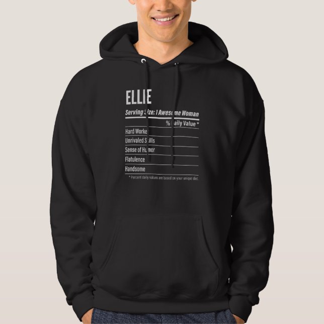 Ellie  Nutritional Facts Serving Size Calories Hoodie (Front)