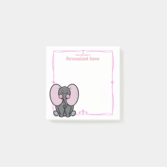 Ellie Phant Pink Post-it Notes (Front)
