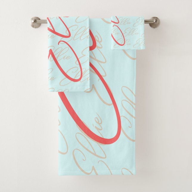 Ellie Repeating Name Pattern  Bath Towel Set (Insitu)
