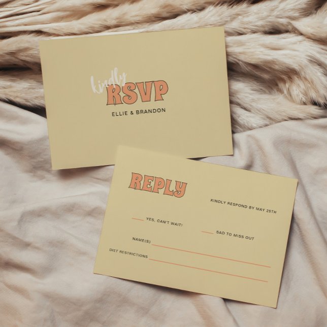 ELLIE Retro Bold & Modern Typography Wedding RSVP Card (Creator Uploaded)