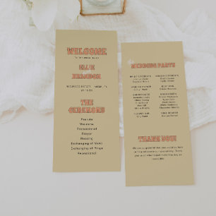 ELLIE Retro Bold Typography Wedding Ceremony Programme