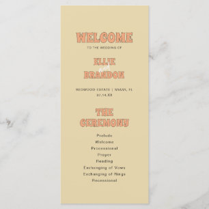 ELLIE Retro Bold Typography Wedding Ceremony Programme